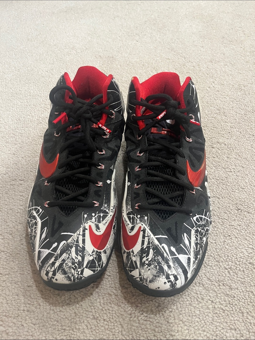Nike Black, Red & White Splatter Basketball Shoes